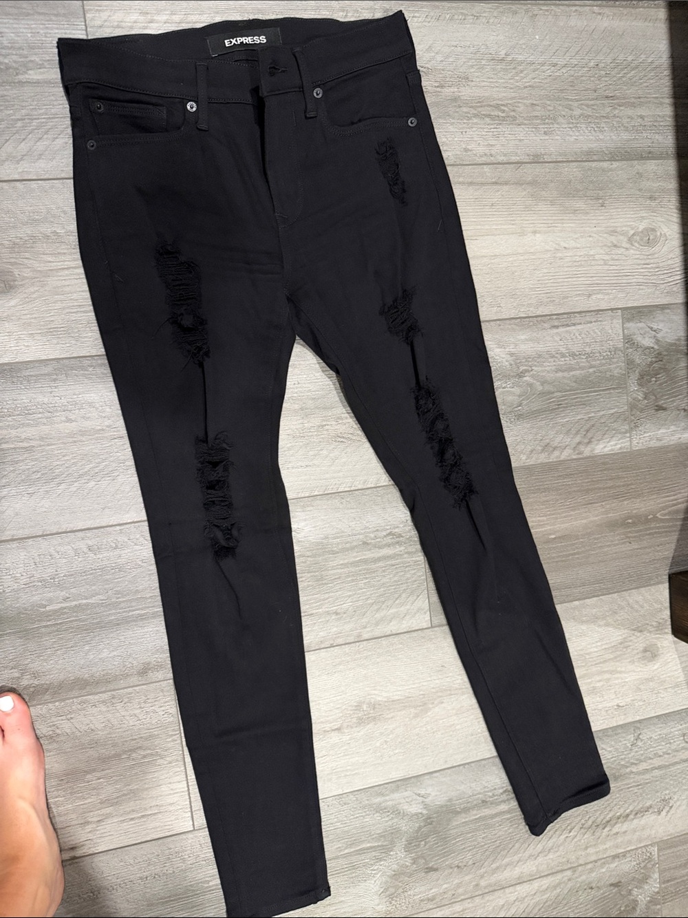Express Black Ripped Skinny Jeans